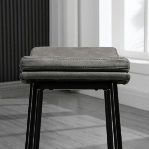 Wyld Haus Ralura Microfiber Grey Industrial Breakfast Bar Stools Set Of 2 With Curved Seat
