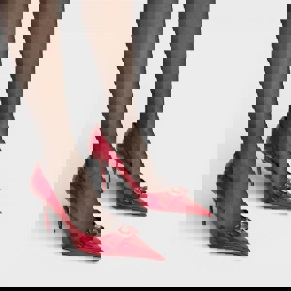 Versace 85mm Gianni Ribbon Pumps Lipstick Red