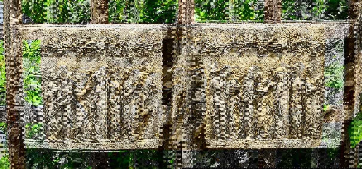 Rectangular Stone Cast Roman design Wall Plaque