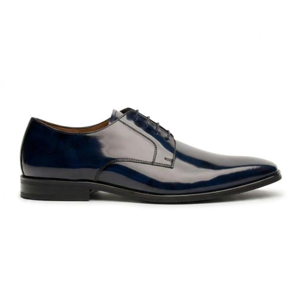 House of Cavani Chester - Men's Navy High-Shine Polished Derby Shoes