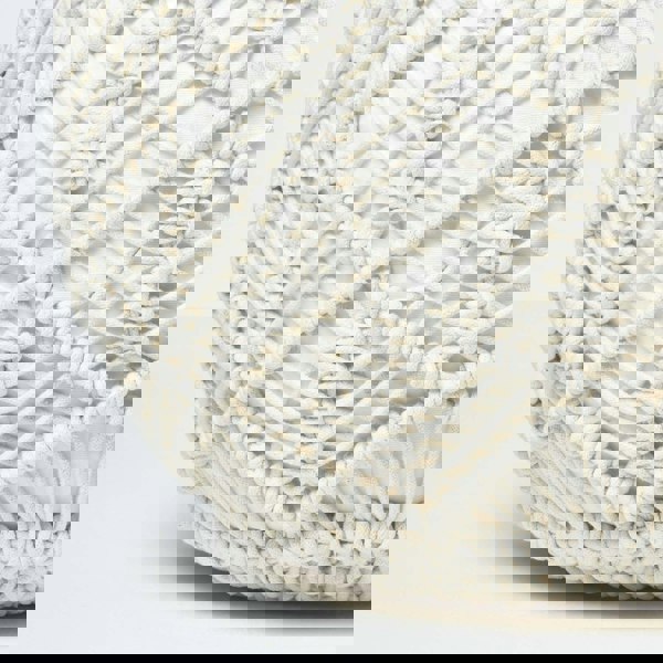 HOMESCAPES Macrame Knitted Pouffe Been Filled Crochet Round Footstool 100% Cotton Braided Design