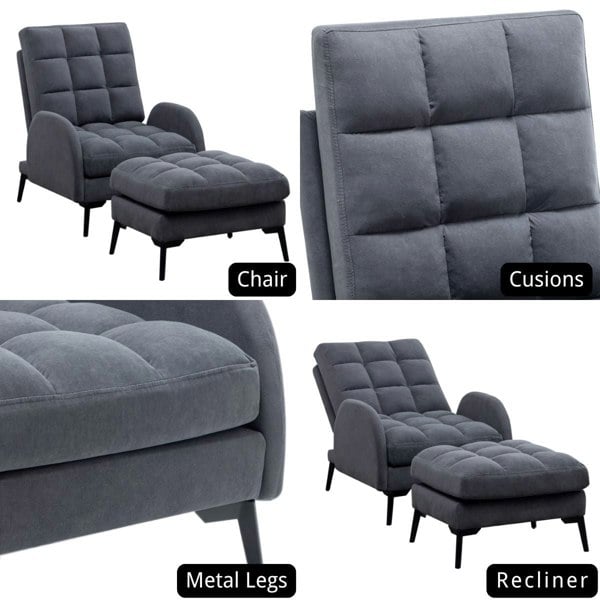 Upholstered Adjustable Backrest Velvet Sleeper Recliner Come with Ottoman Recliners Living and Home