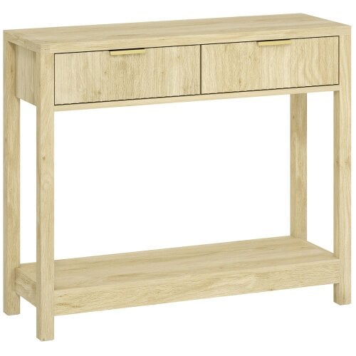 Wyld Haus Kesoyo 90cm Wooden Natural Fluted Drawer Console Table With Lower Shelf