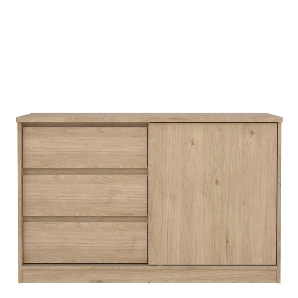 Wyld Haus Budapest Natural Oak Effect Wood Storage Unit 1 Door 3 Drawers