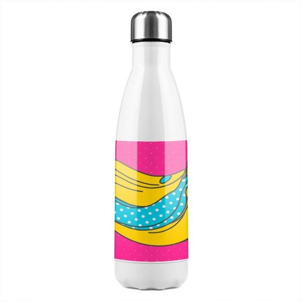 Benjamin Tate Design Pop art illustration woman paints her lips Designer Stainless Steel Bottle