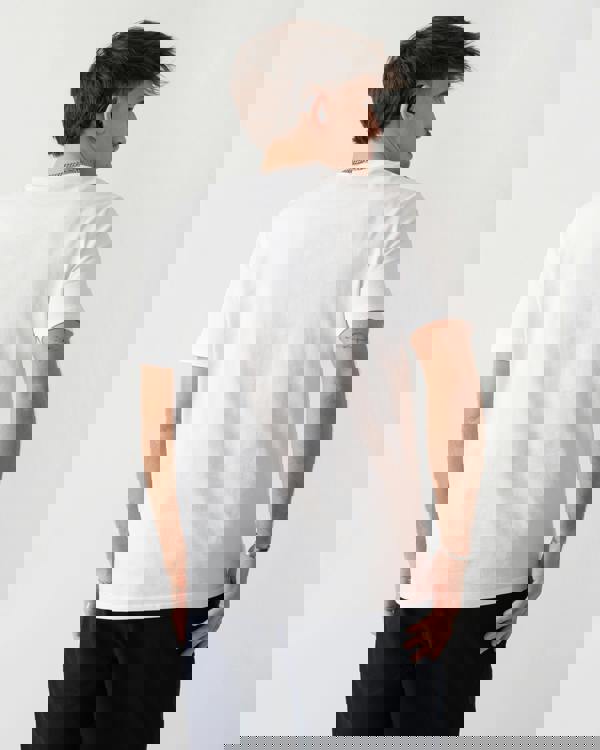 back shot of a model wearing a Lyle & Scott Check Panelled Mens T-Shirt in 626 White