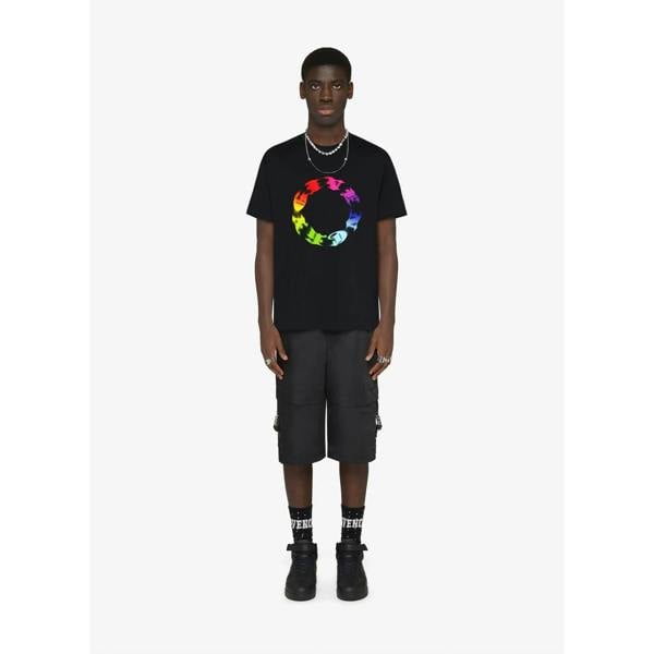 Givenchy Rainbow Circle Logo Oversized T-Shirt   in  Black