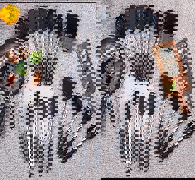 Anygleam Kitchen Utensils Non-stick Grey/ Silver 5 Set Cooking Tool Accessories Heat Resistant Kitchenware