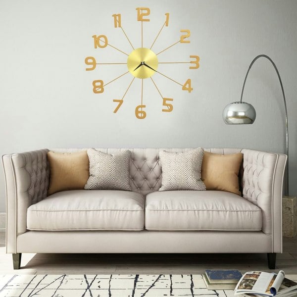 Berkfield Wall Clock Metal 50 cm Golden