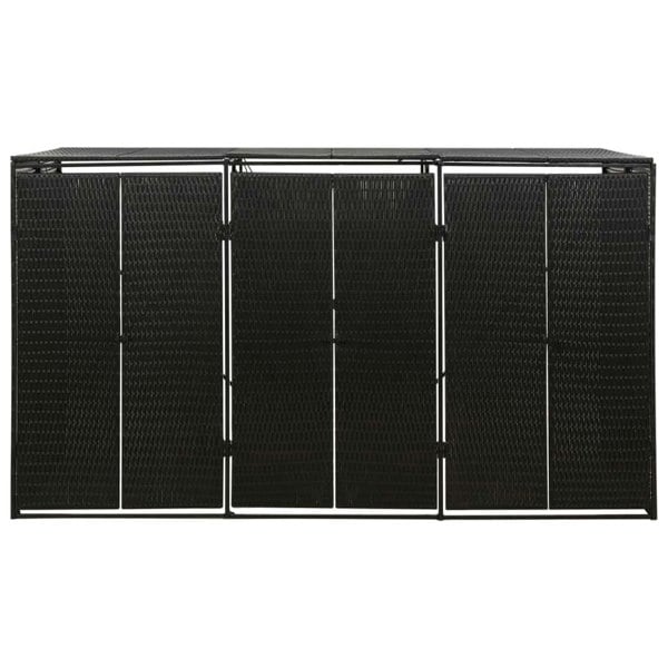 Berkfield Triple Wheelie Bin Shed Black 207x80x117 cm Poly Rattan