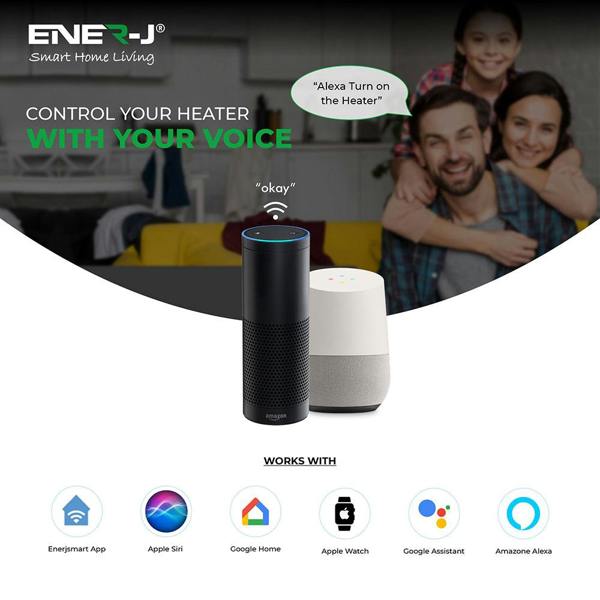 Portable smart electric tower heater 2000W for bedroom, living room and office with WiFi app control and ceramic heating technology