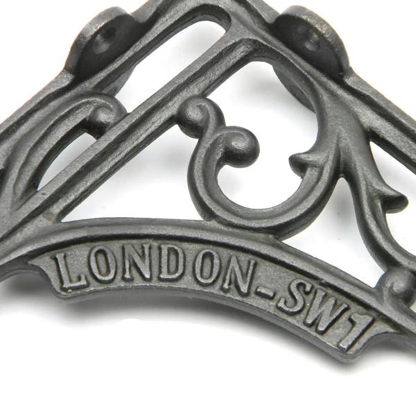 Pair of Antique Cast Iron London SW1 Shelf Brackets 150mm x 150mm