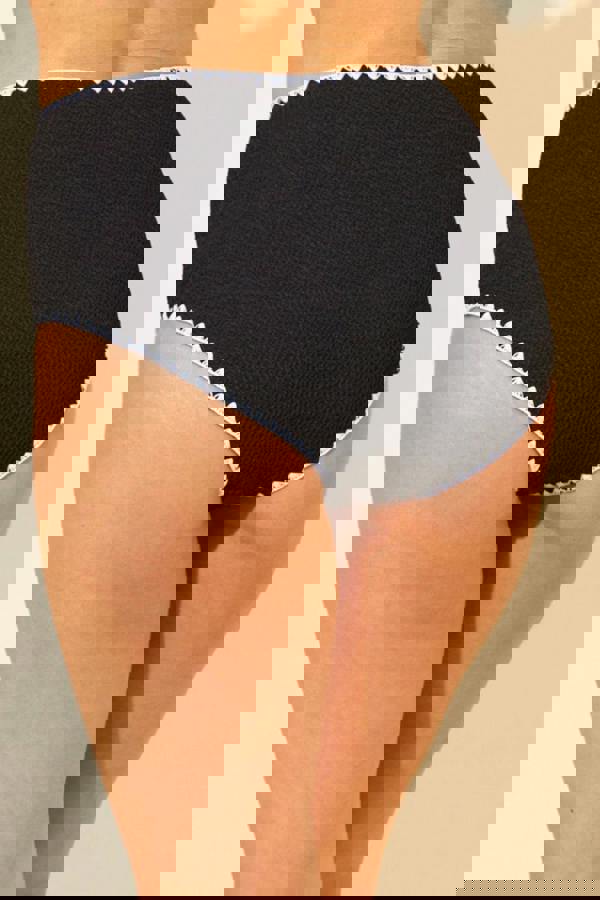 Whipstitch Textured High Waist Bikini Brief