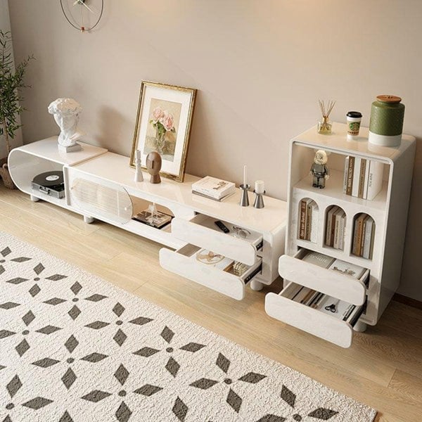 Odelette Living Room Set, Odelette TV Stand And Sideboard, Cream-Weilai Concept-Weilai Concept