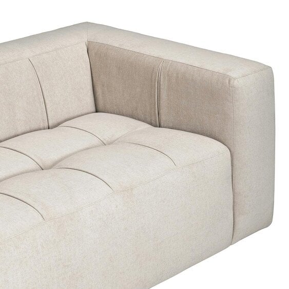 Wyld Haus Tibet Cosy Natural Fabric Upholstered Block 3 Seater Sofa