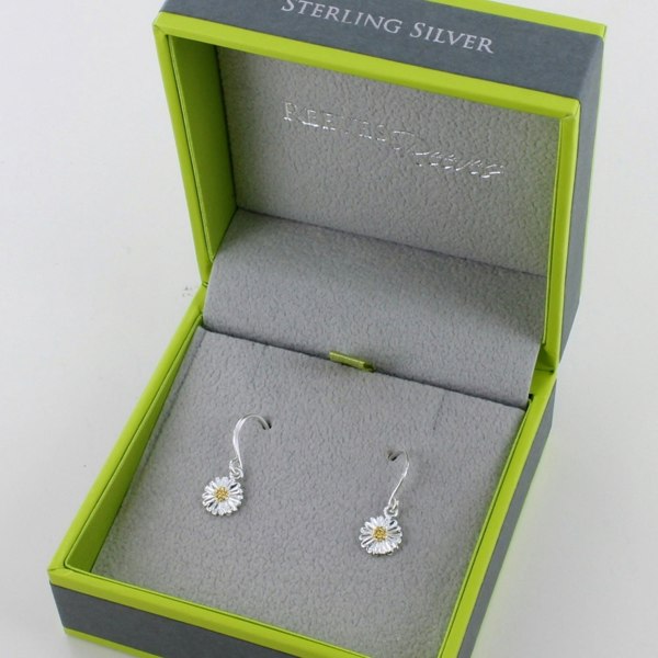 Sterling Silver Daisy Drop Earrings - Reeves & Reeves