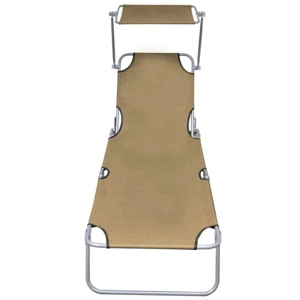 Berkfield Folding Sun Lounger with Canopy Taupe Aluminium