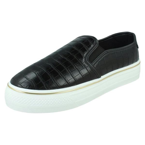 Spot On Ladies Spot On Casual Black Platform Shoes F80533