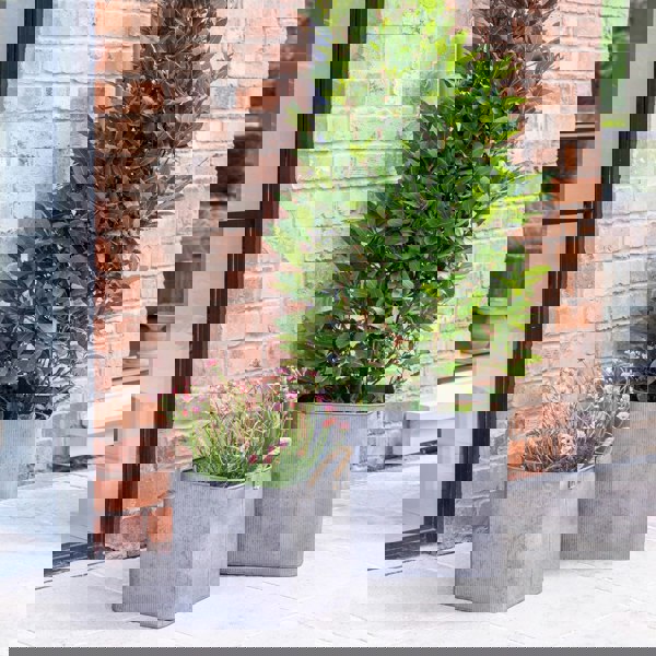 Ivyline Outdoor Galvanised Rope Handle Square Planter Set of Two