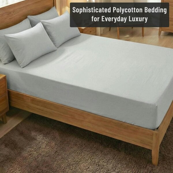 Smart Living Set of 3 King 32cm Deep Deluxe Fitted Sheet - Grey