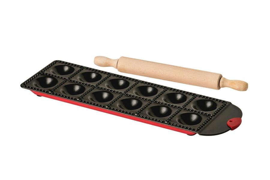 Interiors By Premier Premium Ravioli Tray With Rolling Pin, Non Stick Coated Tray Baking Rolling Pin, Multipurpose Ravioli Tray