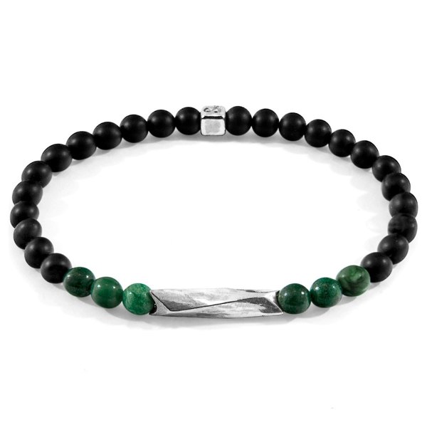 Anchor & Crew Green Jade Orinoco Silver and Stone Bracelet