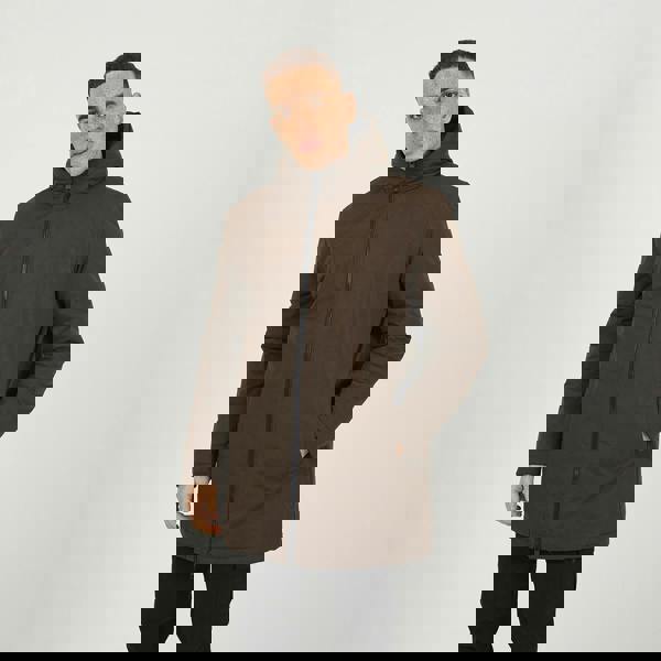 Brave Soul Brown Padded Zip Through Mac Coat - Brown Image 1