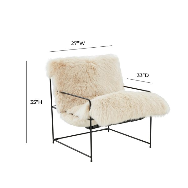 Furniture Edit Kimi Natural Genuine Sheepskin Occasional Accent Chair