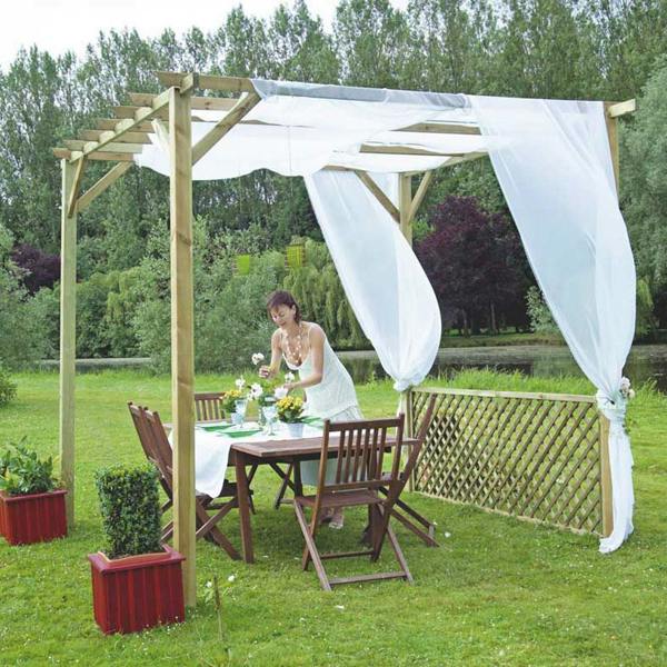 Cerland Ancolie Wooden Pergola 3m x 3m Square Timber Garden Shelter Gazebo