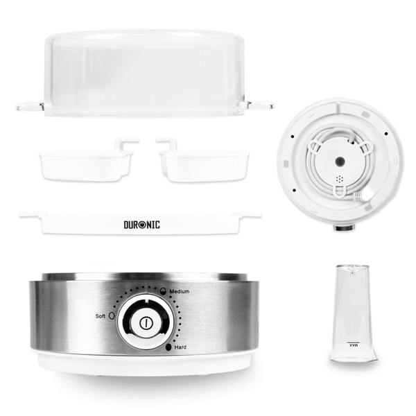 Duronic Electric Egg Boiler EB40 WE Steamer for Eggs 400W Automatic Egg Boiler Electronic Omelette Maker Poacher for 7 Soft, Medium & Hard Boiled Eggs