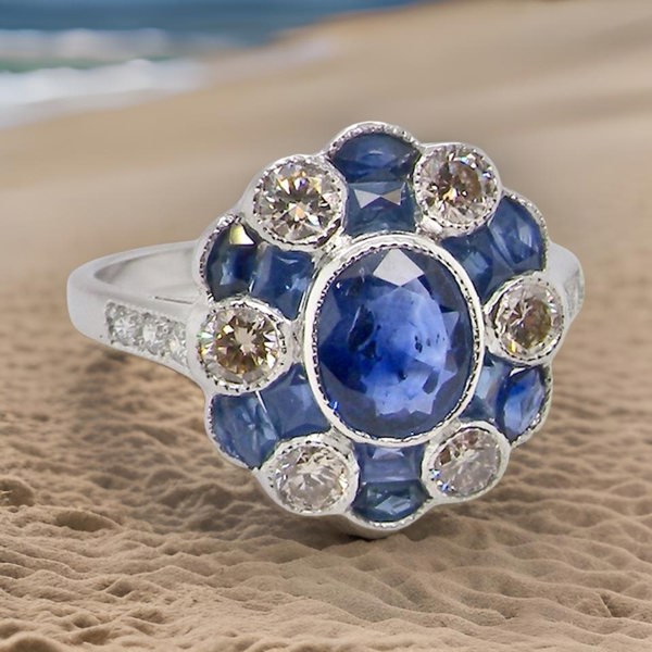 Vintage Tom A fine Sapphire and Diamond Cluster Ring