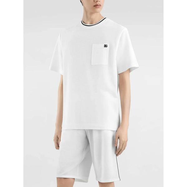 Dolce & Gabbana Piqué Patch Pocket T-Shirt   in  White