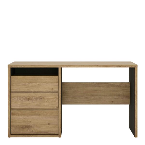 Wyld Haus Athens Natural Oak Wood Effect 3 Drawer Desk