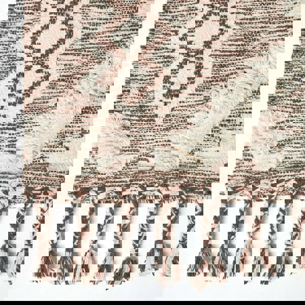 HOMESCAPES Lhasa Handwoven Brown and Cream Diamond Kilim Wool Rug