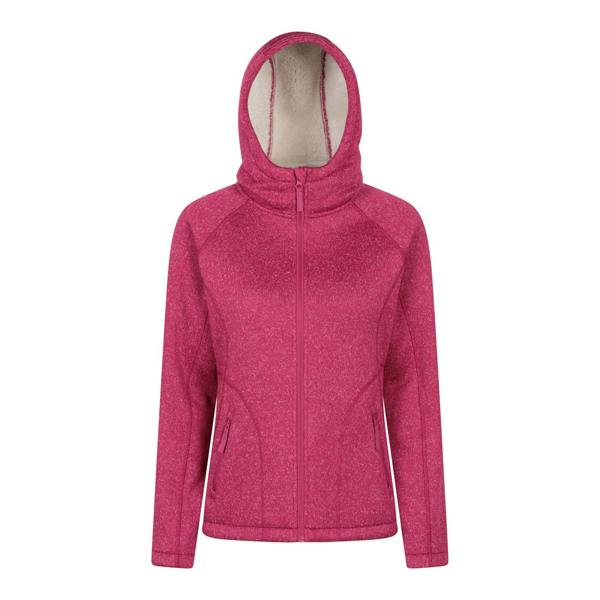 Mountain Warehouse Womens/Ladies Nevis Faux Fur Lined Full Zip Hoodie - Bright Pink - 