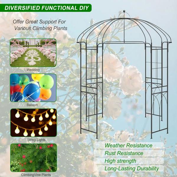 Gr8 Garden Metal Garden Rose Arch Trellis Bird Cage Arbour Pergola Gazebo
