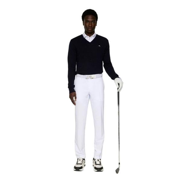 J.Lindeberg Mens Lymn Embroidered Logo Knitted V Neck Sweatshirt - Navy - 