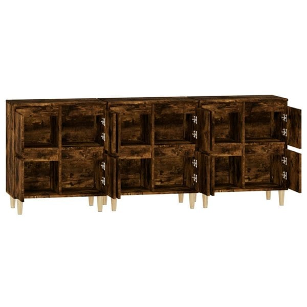 Berkfield Sideboards 3 pcs Smoked Oak 60x35x70 cm Engineered Wood