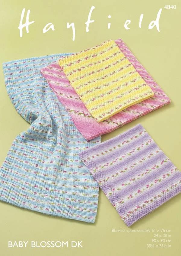 Hayfield Blossom DK Knitting Pattern 4840, Blankets for Baby - Easy