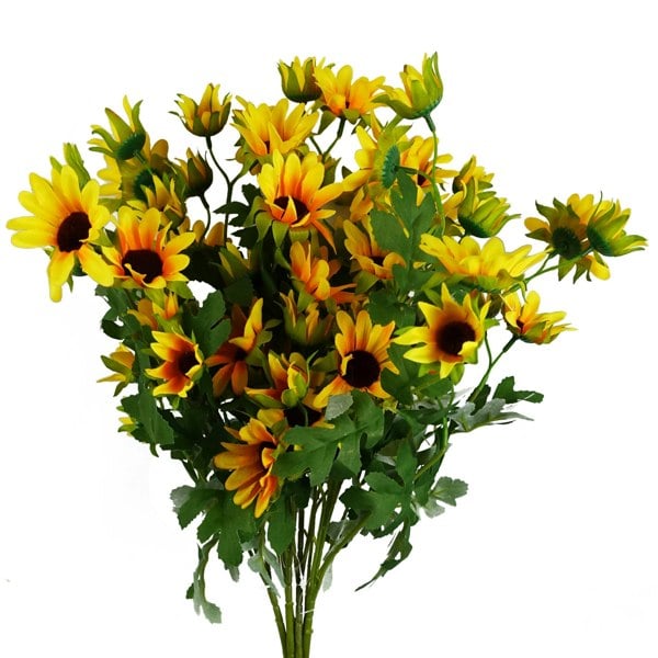 Leaf Pack of 6 x 70cm Artificial Yellow Daisy Flower Spray