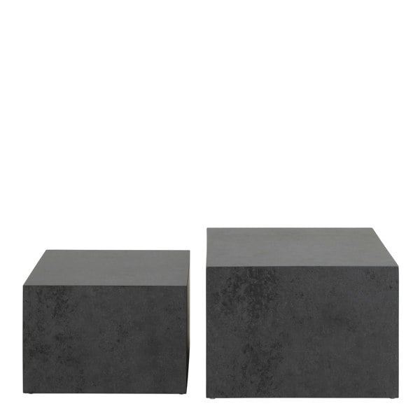 Furniture To Go Dice Square Coffee Table Set in Black Ocean Rough Paper