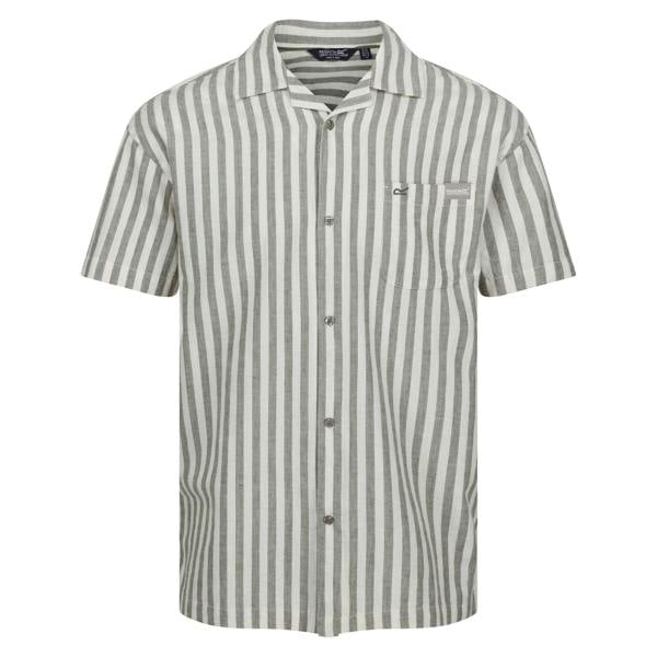 Regatta Mens Shorebay II Stripe Short-Sleeved Shirt - Fauna/Antique White - 