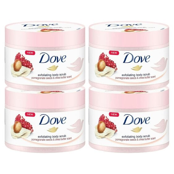 Dove Exfoliating Body Scrub with Pomegranate Seeds & Shea Butter Scent 225ml 4pk