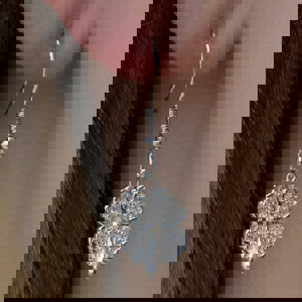 Mylee London Crystal Four Leaf Clover on Silver Stud Drop Earrings