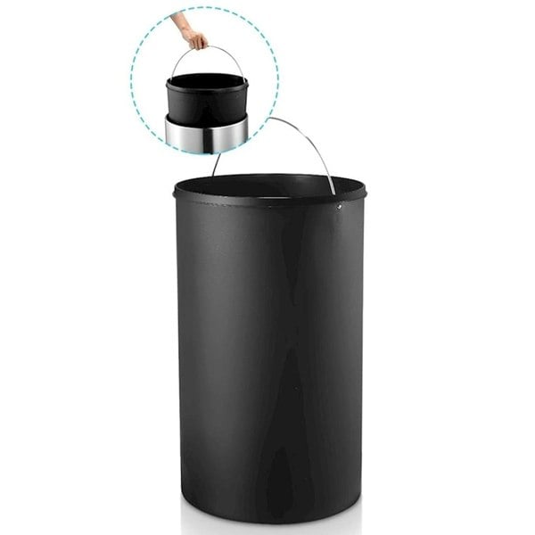 30L Stainless Steel Slim Indoor Kitchen Bin With Handle & Inner Bin