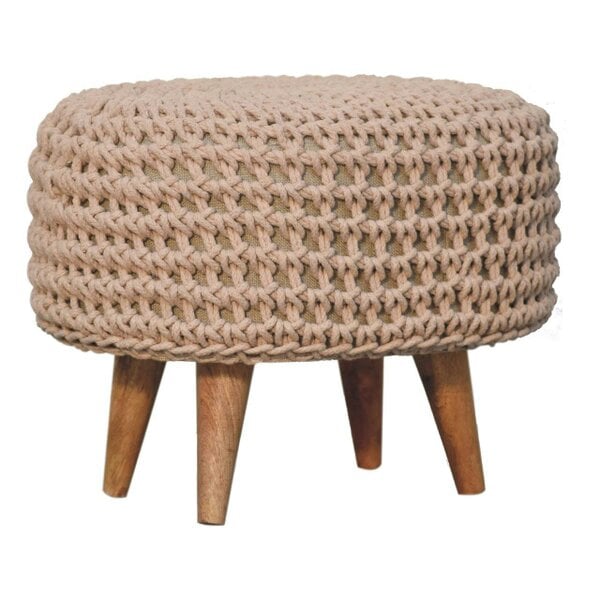 Wyld Haus Mantua Beige Hand Woven Oblong Footstool