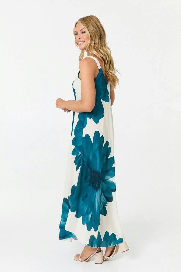 Teal | Floral Sleeveless Relaxed Maxi Dress