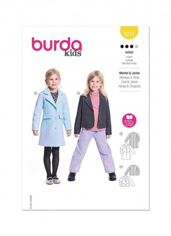 Burda Sewing Pattern 9215 Jackets and Coats For Kids, 5-10 (110-140) - Intermediate