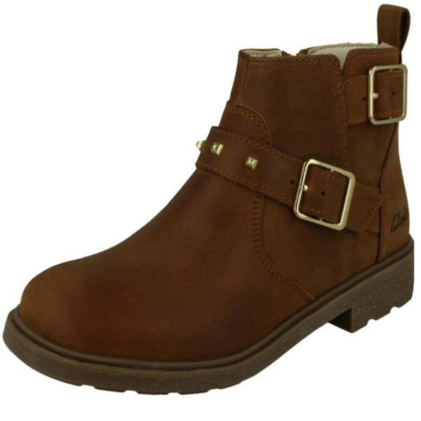 Clarks Girls Clarks Zip Fastened Ankle Boots With Studded Strap Astrol Trim K