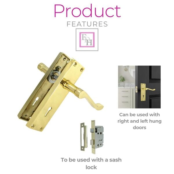 EDH Door Hardware Lock Door Handles Modern Brass Victorian Scroll Interior Door Handle 2 Pairs+